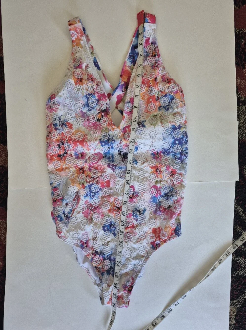 Johnny Was Swimsuit Summer Days Eyelet Crossback One Piece Size M NEW